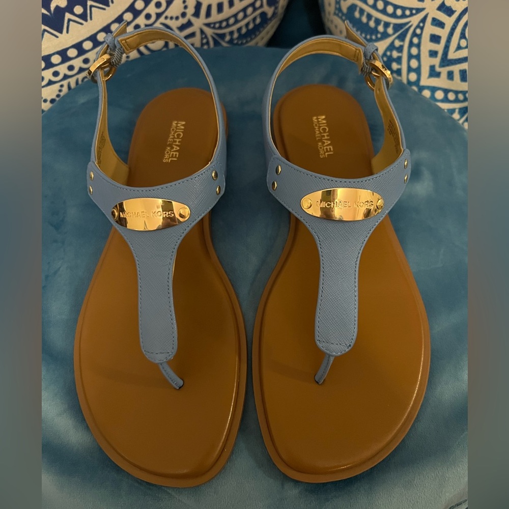 MICHAEL Michael Kors Leather MK Plate Thong Sandals
